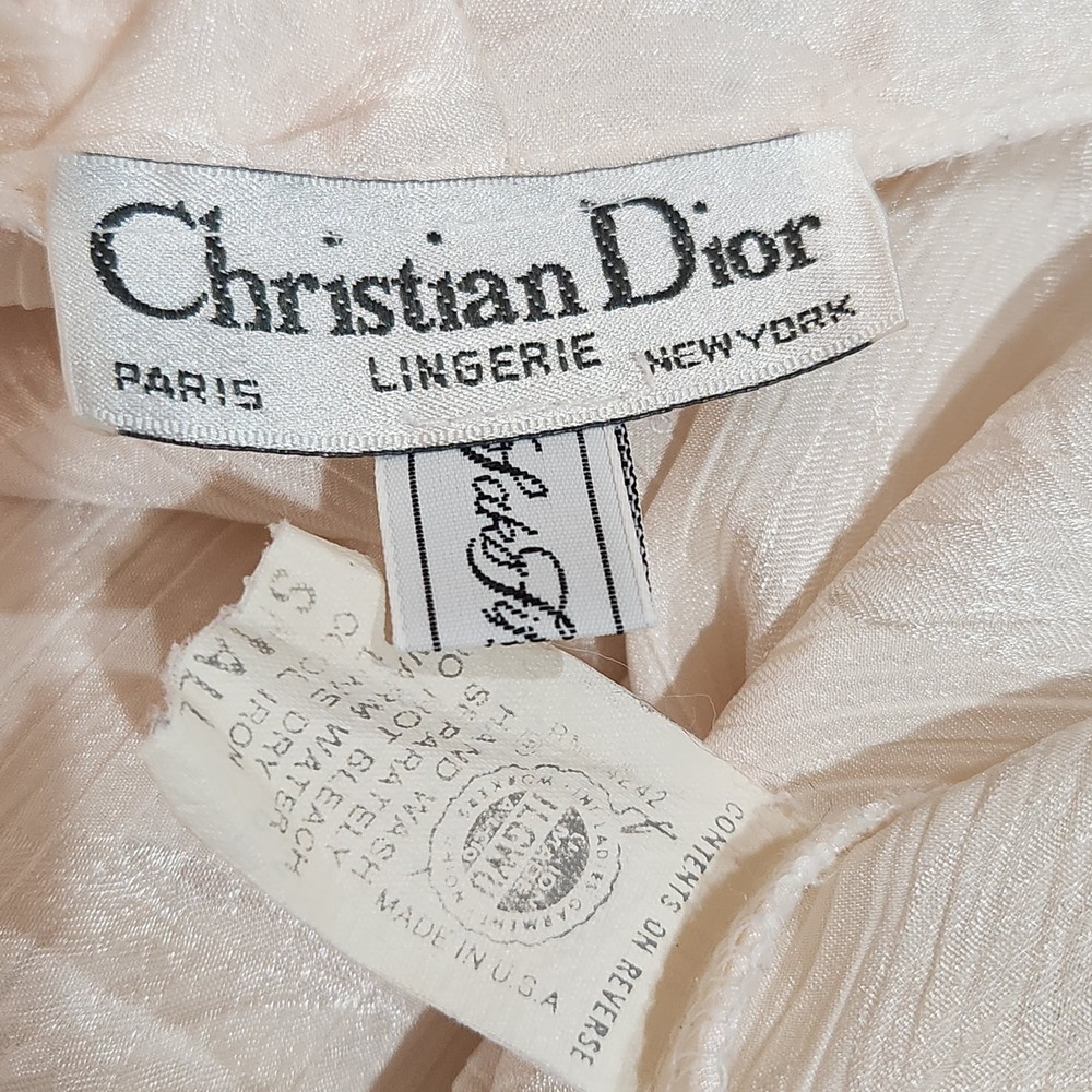 Vtg 1960s Christian Dior Cream Long ROBE Ivory Bridal Hollywood SAKS 5th Small - Picture 9 of 14